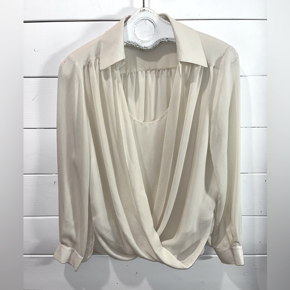 💛 LUISA SPAGNOLI - Draped Silk Blouse - Size not specified M - Picture 1 of 11